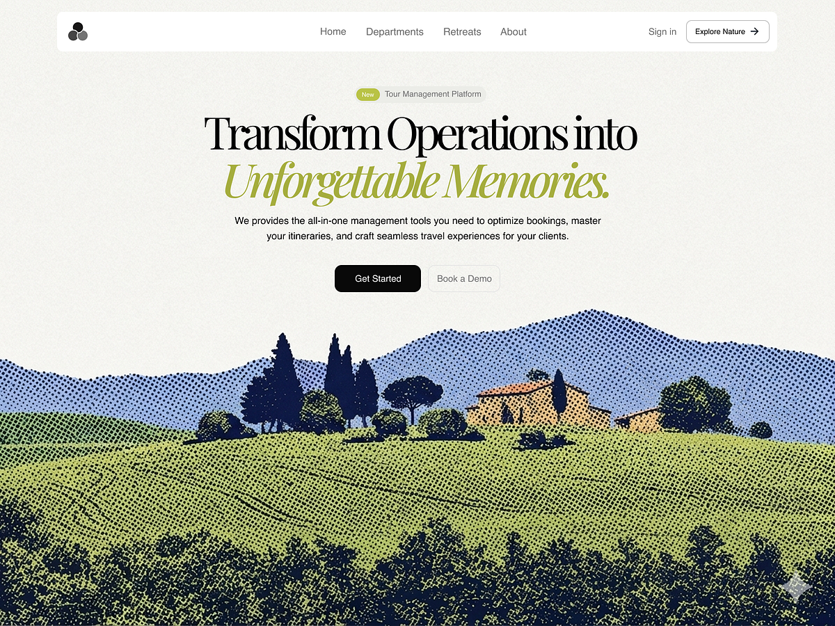 Memories — Halftone Editorial Landing Page | Banner Design