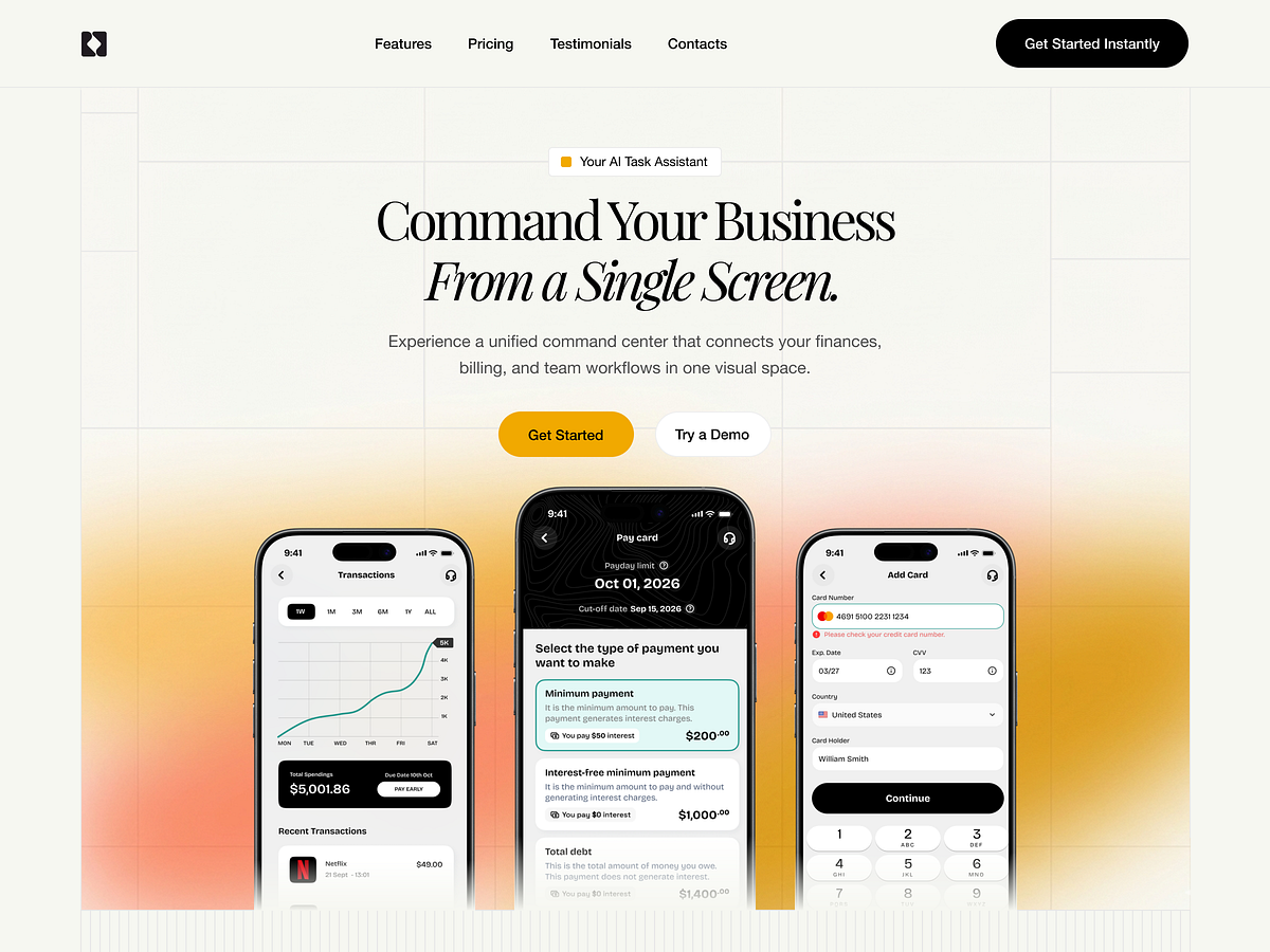 📱 Command Center — Business & Finance Landing Page