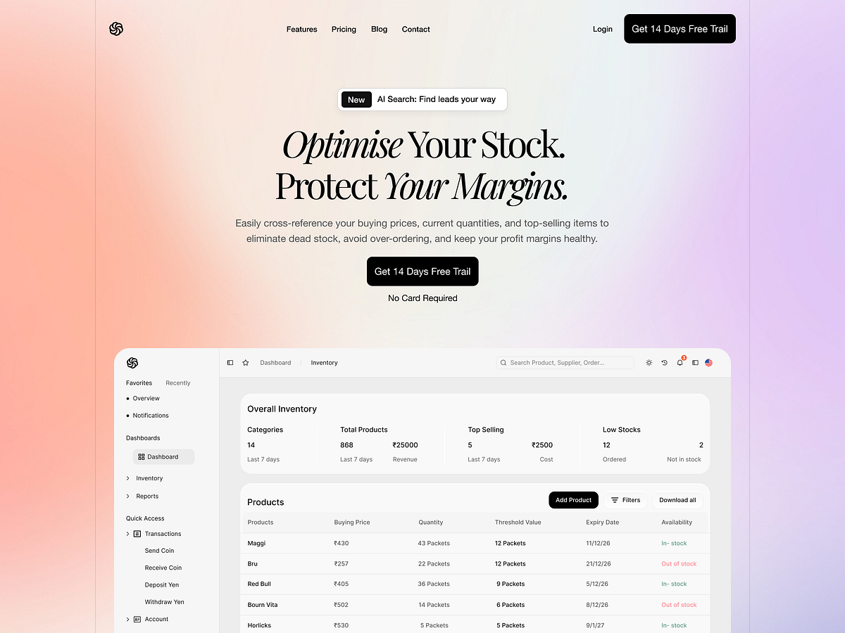 📦 Smart Stock — Inventory & Margin Optimization Landing Page