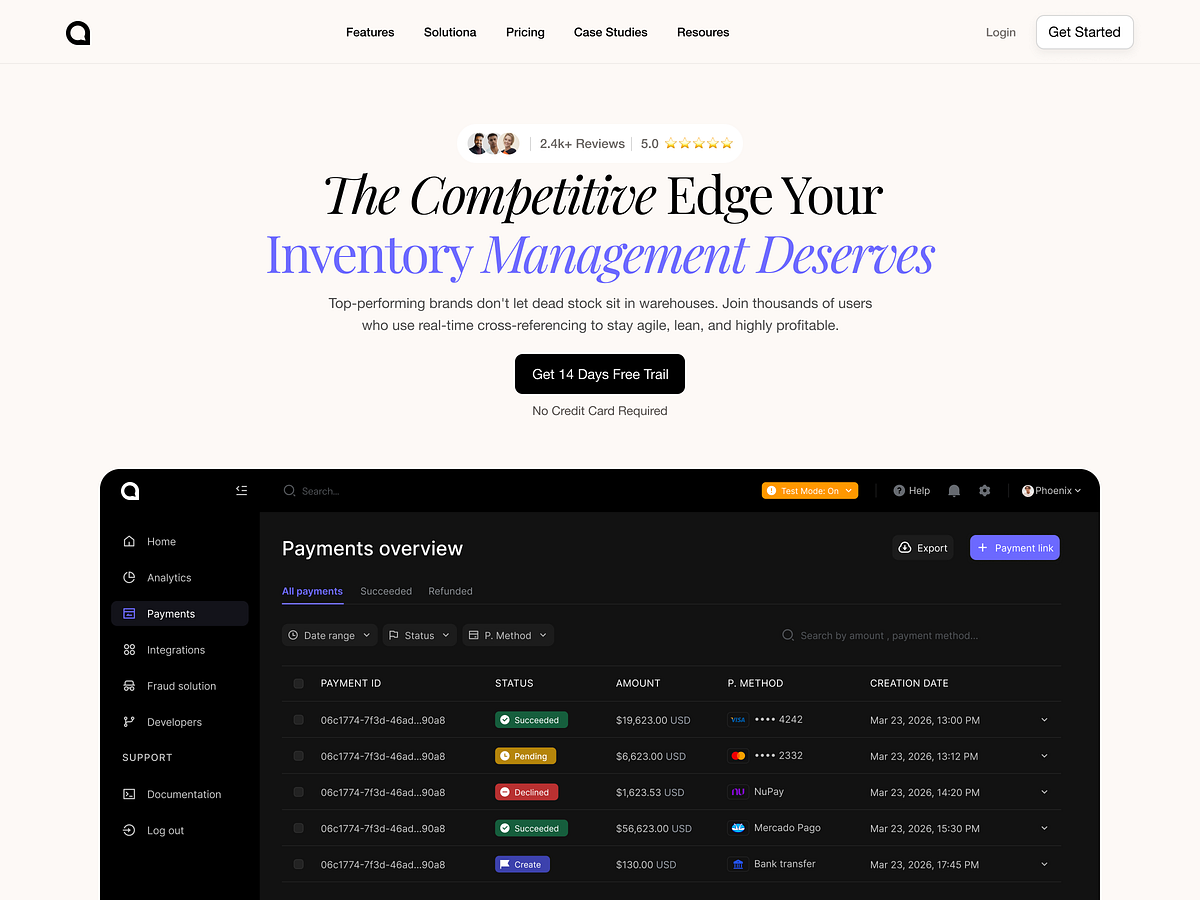 ⚡ The Competitive Edge — Inventory & Payments Landing Page
