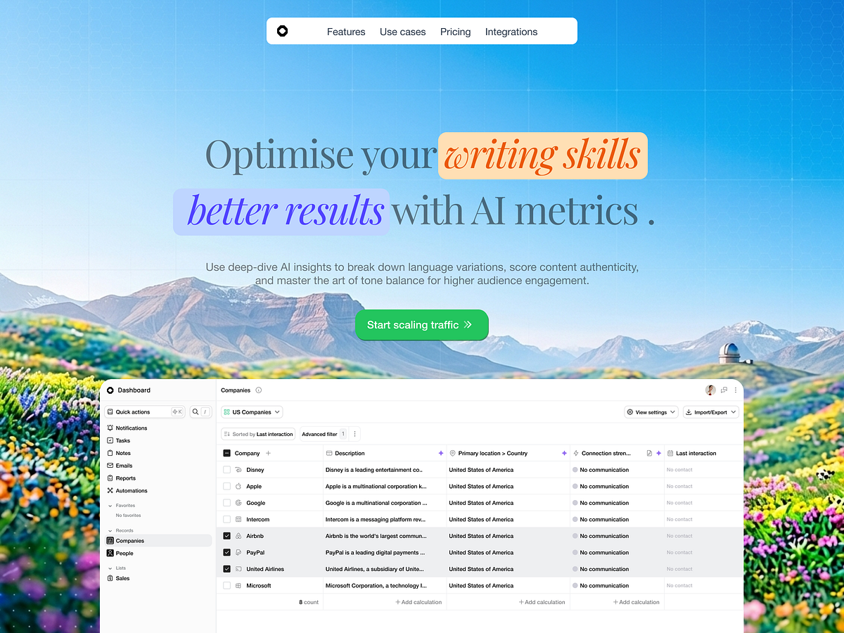 LexiMetrics — AI Writing Platform Landing Page Design | Banner✨