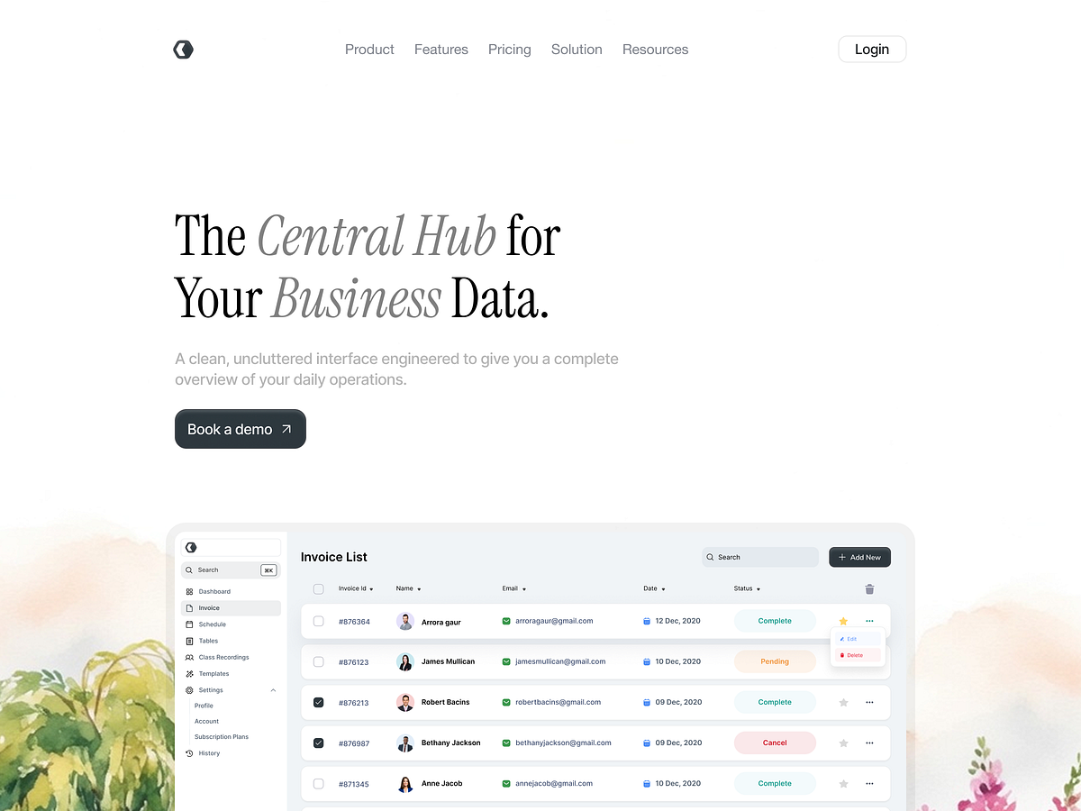 📈 Central Hub — Business Data Dashboard (Framer)