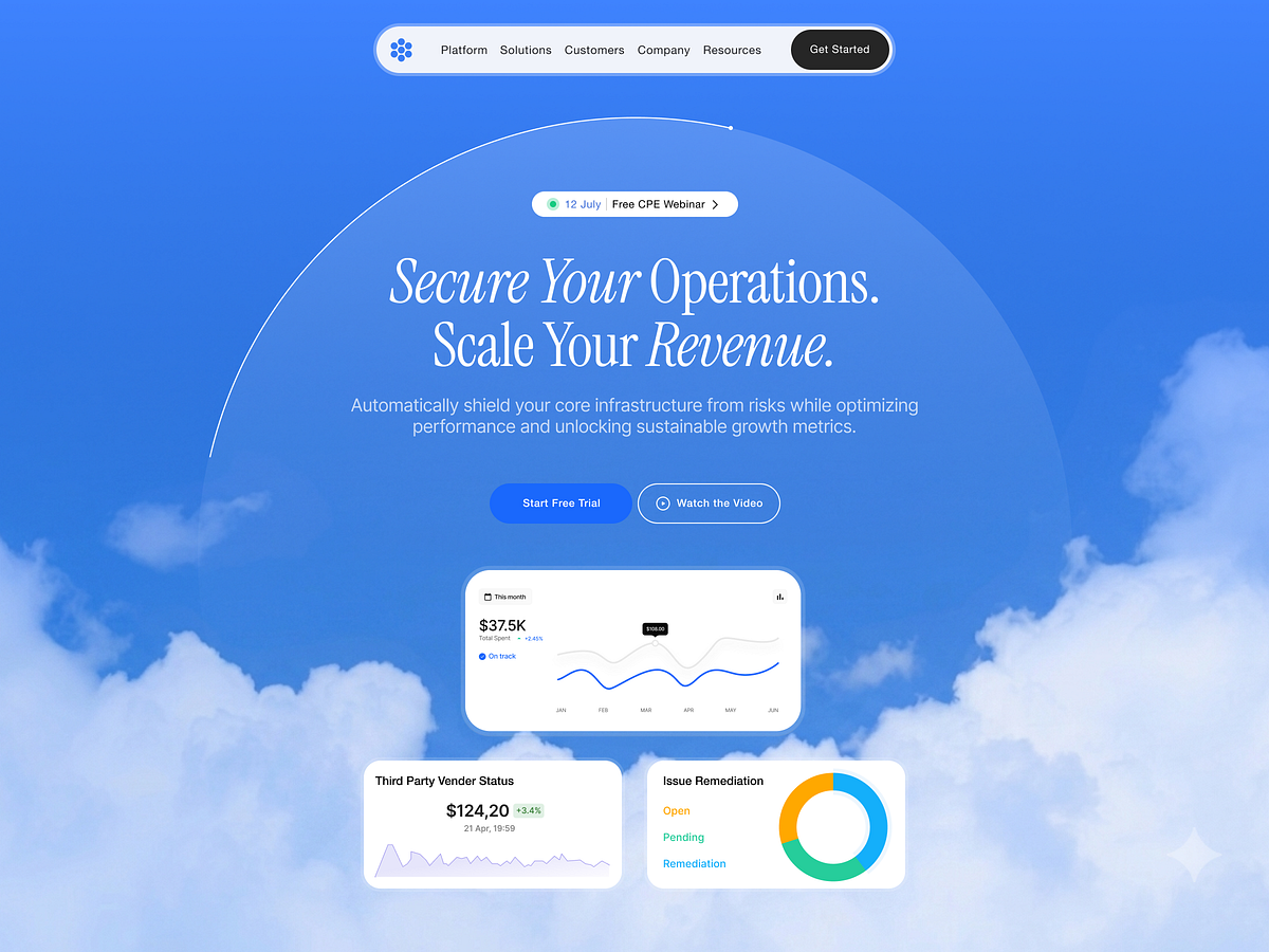 ☁️ Secure Operations — Cloud SaaS Hero Section