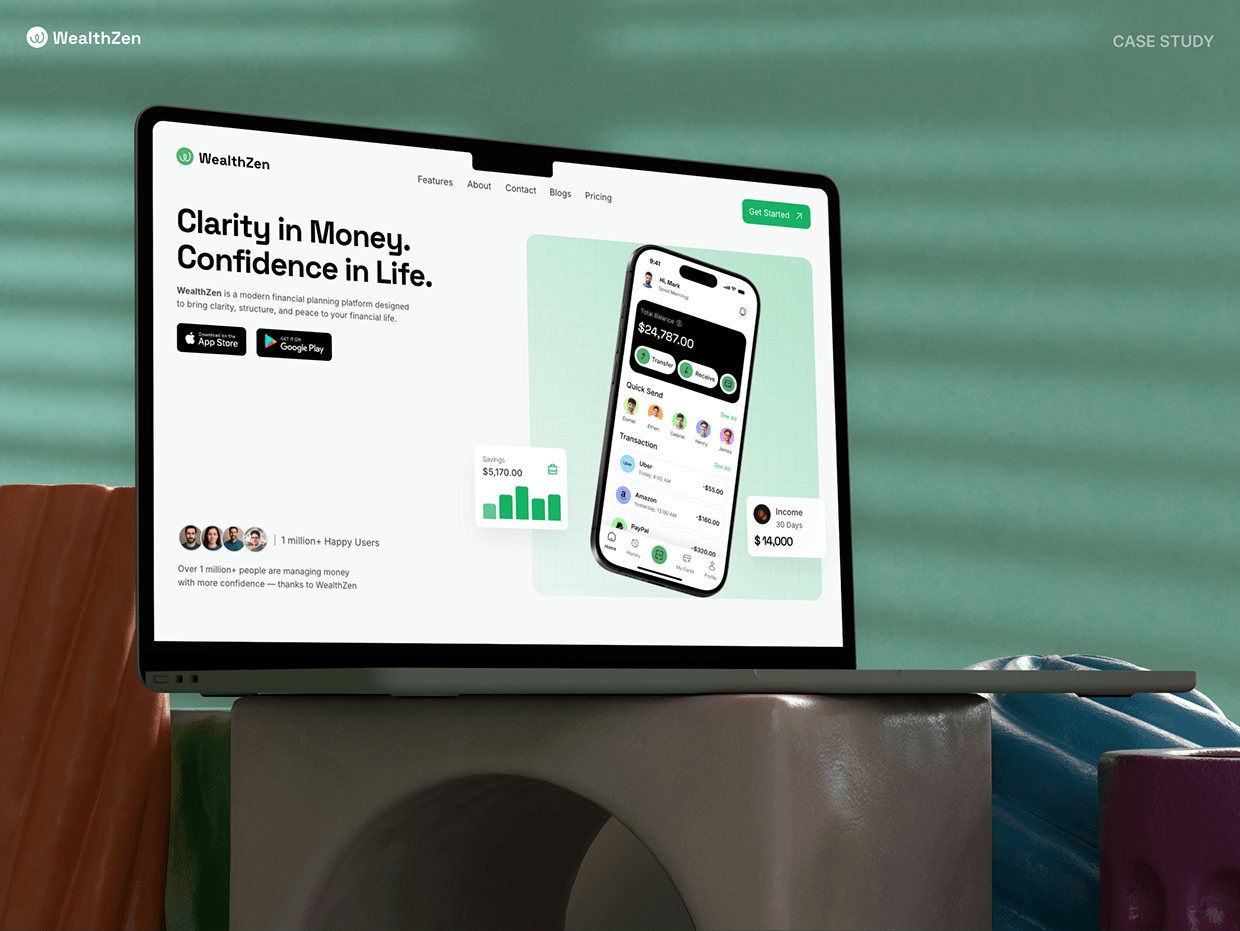 WealthZen – Finance App UI/UX Case Study Image 0
