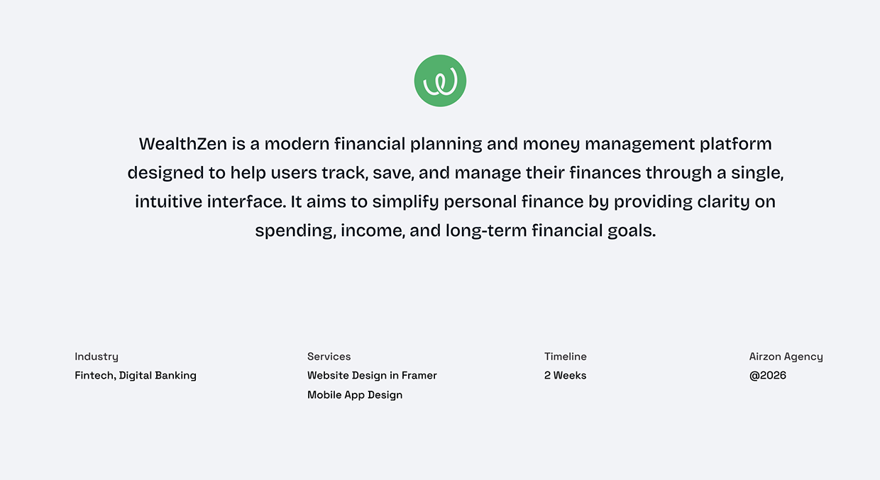 WealthZen – Finance App UI/UX Case Study Image 1