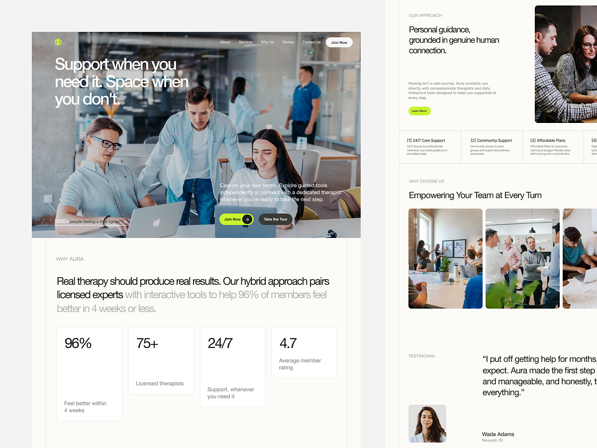 Aura — AI & Human-Centric Therapy Landing Page