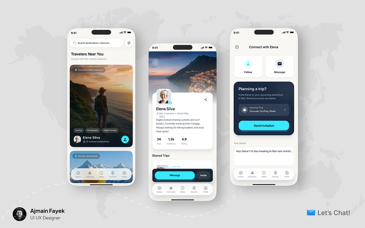 Travel Social App UI/UX Design