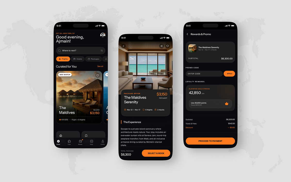 Luxury Travel Booking App UI
