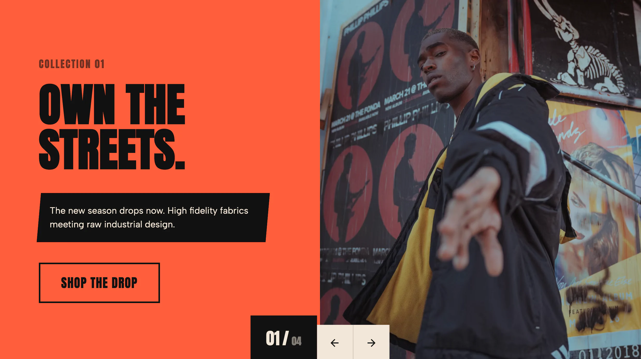 Urban Bold Hero Slider - Industrial Split Layout | Redesignee
