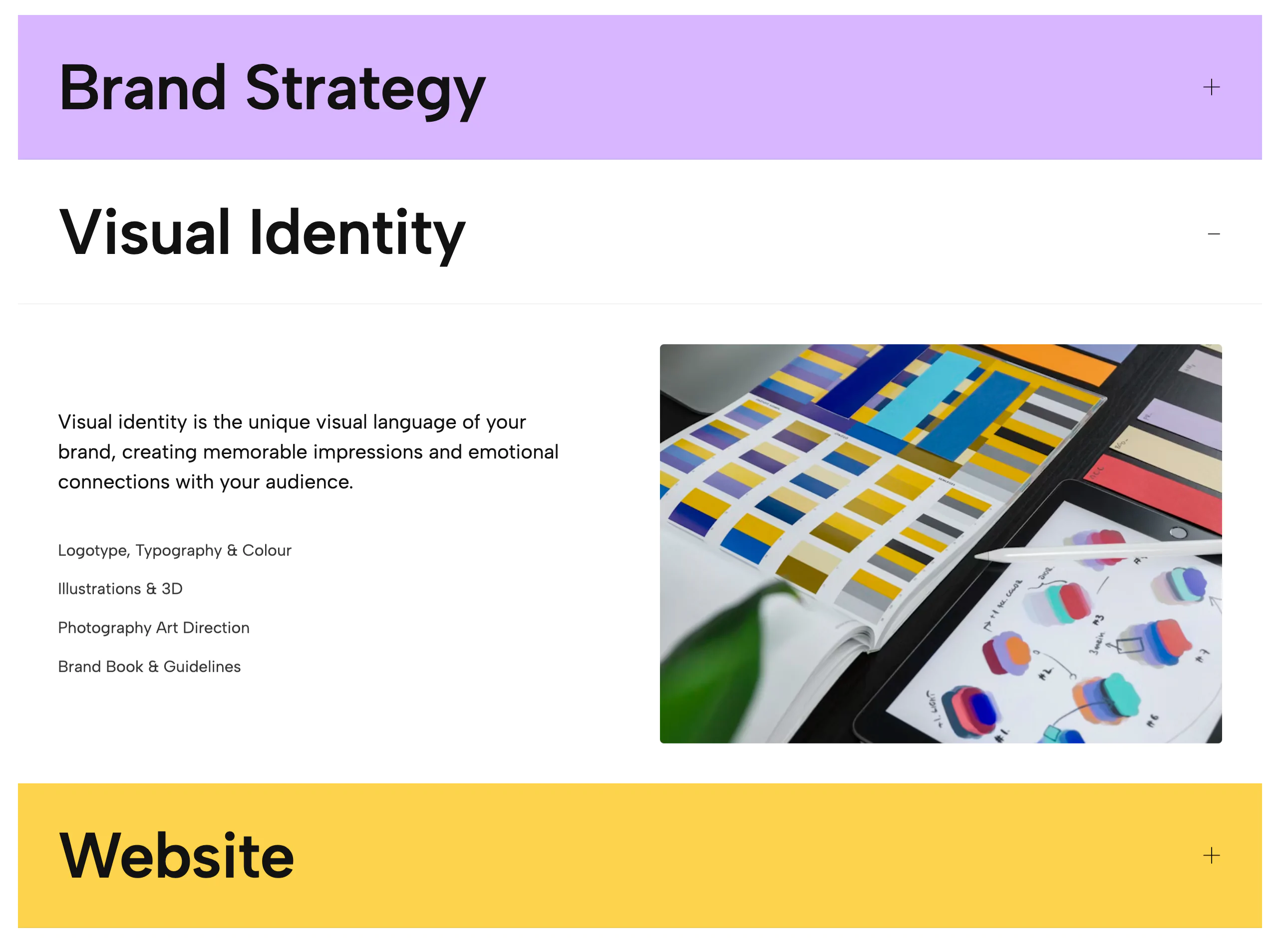Vibrant Service Accordion - Colored Project Toggles