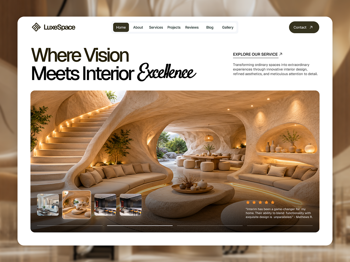 Luxury Interior Design Studio Website UI/UX Design Image 0