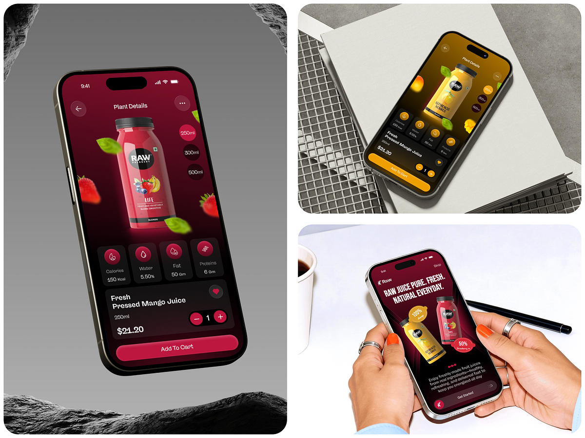 Modern Juice Delivery App UI Design | 3D Mobile Ecommerce App Image 0