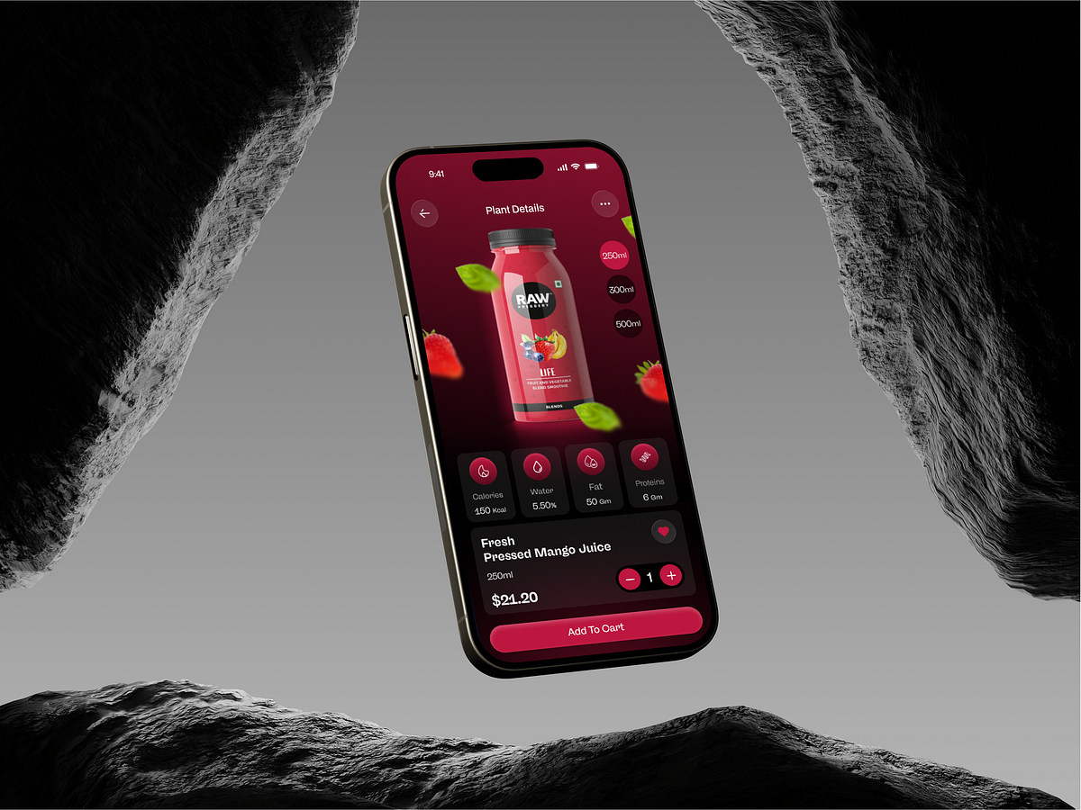 Modern Juice Delivery App UI Design | 3D Mobile Ecommerce App Image 2