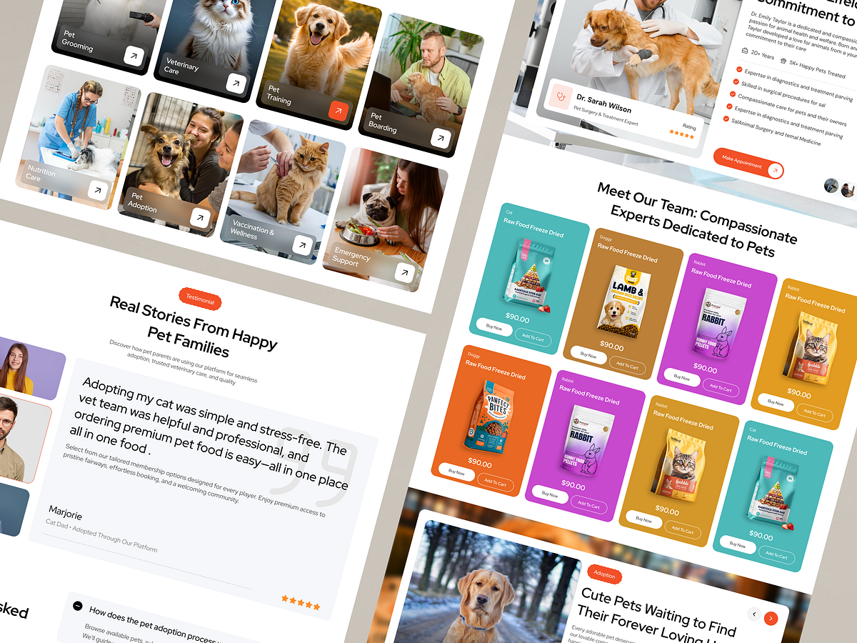 Modern Pet Care & Veterinary Website UI Design Image 1