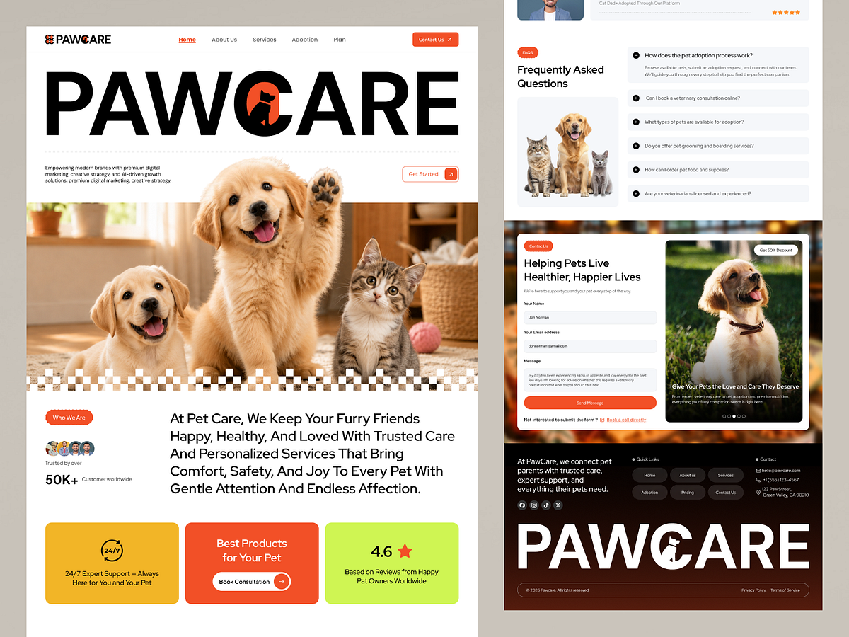 Modern Pet Care & Veterinary Website UI Design Image 2