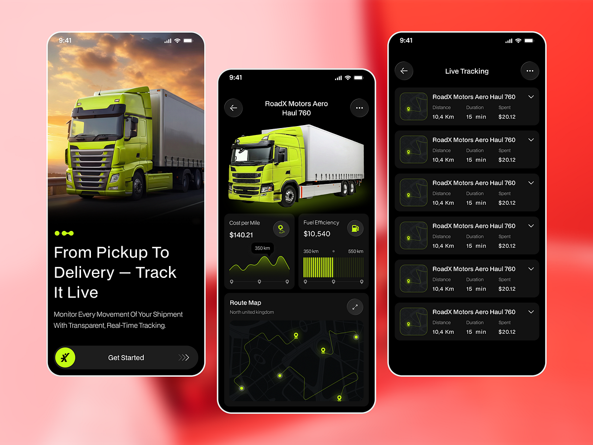 FleetTrack — Real-Time Fleet Tracking Mobile App UI/UX