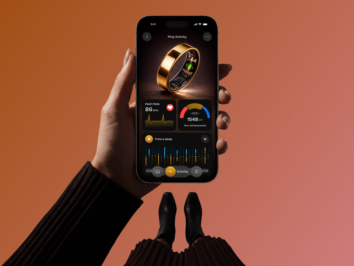Wellora Smart Health Ring Mobile App UI/UX | Health Tracking Image 2