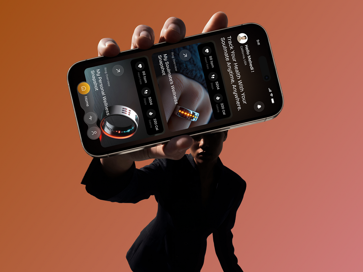 Wellora Smart Health Ring Mobile App UI/UX | Health Tracking Image 3