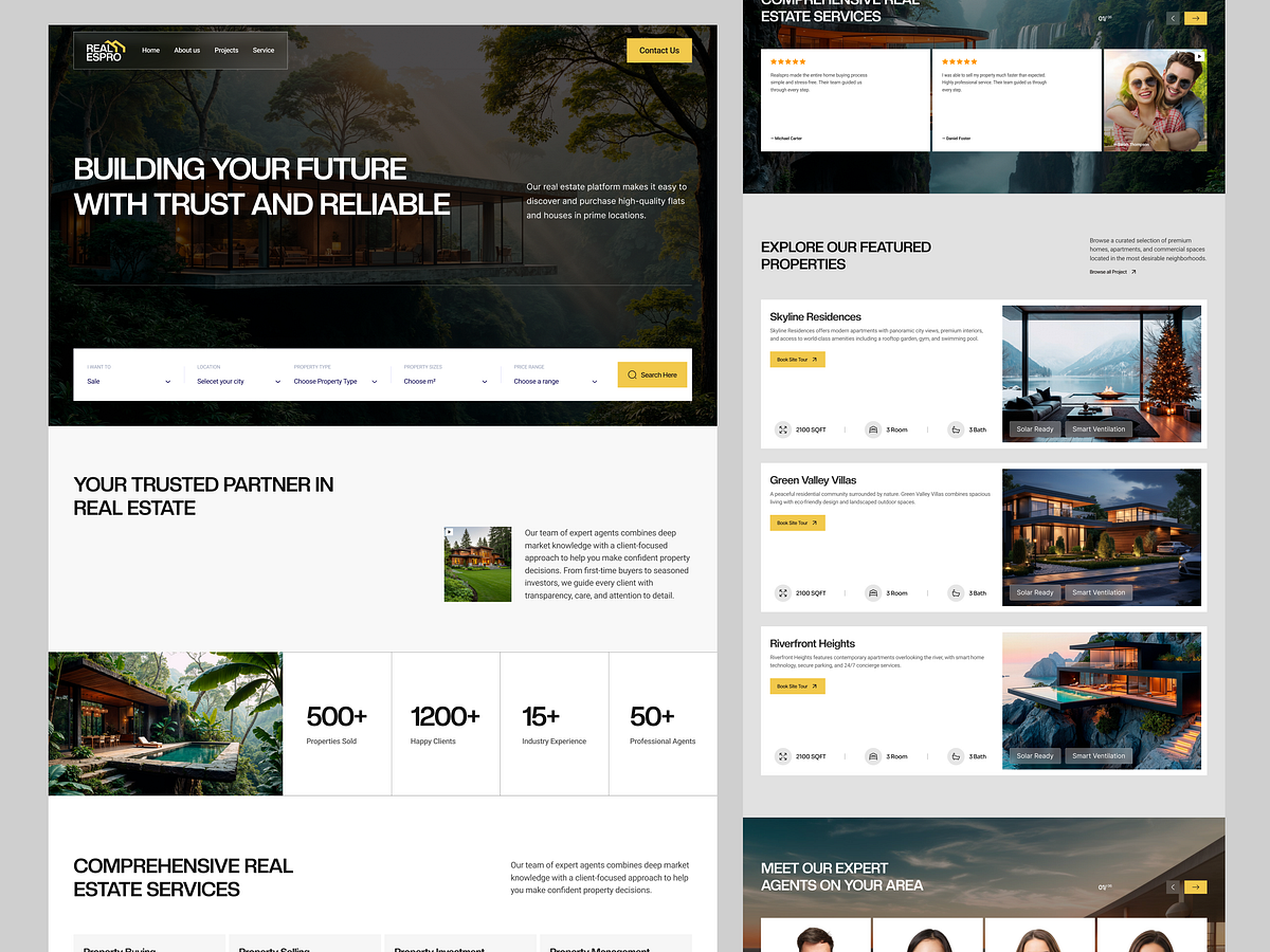 Real Estate Landing Page – UI/UX Design Concept Image 1