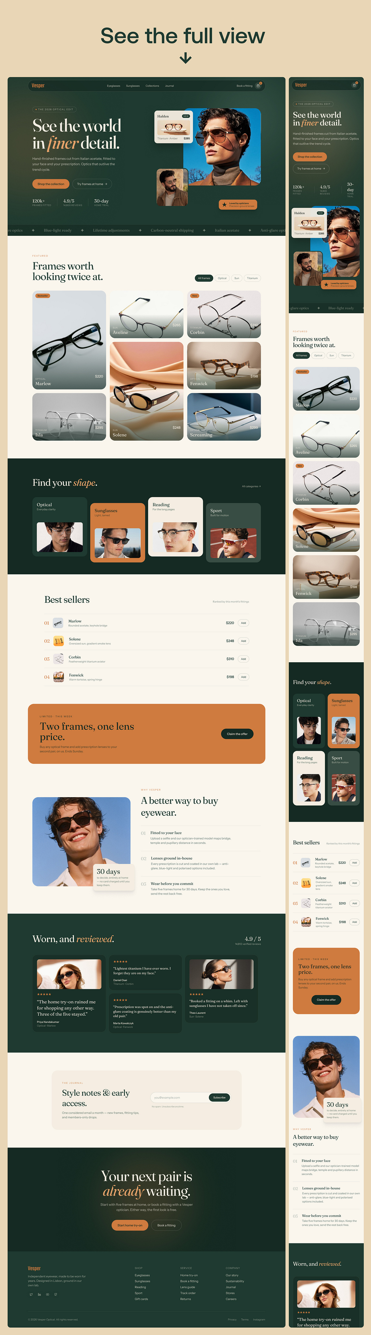 Vesper — Eyewear E-Commerce Website Image 0