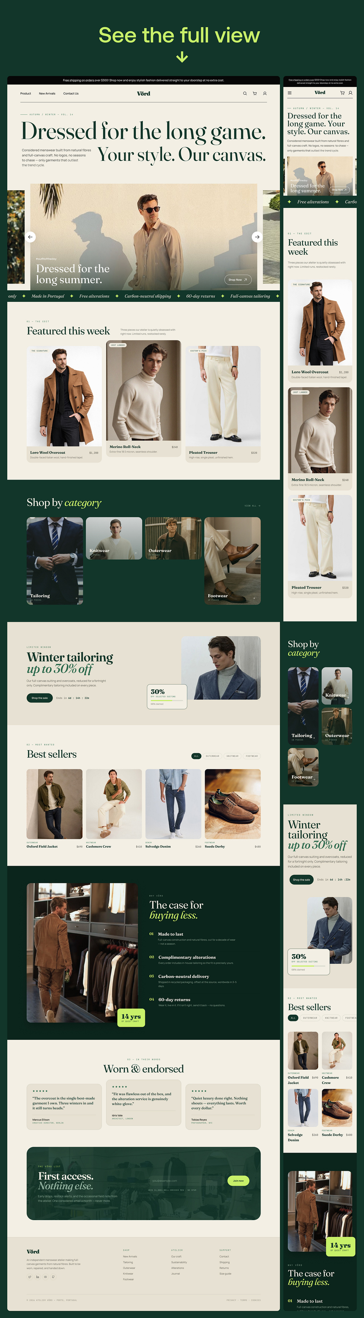 Menswear Product E-commerce Website UI/UX Image 1
