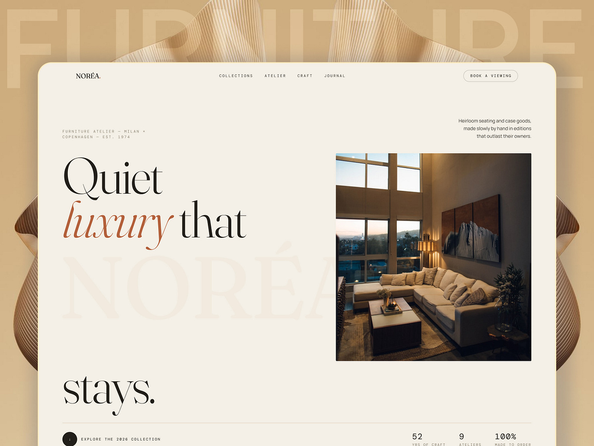 NORÉA. | Furniture Atelier Website UI/UX and Development Image 1