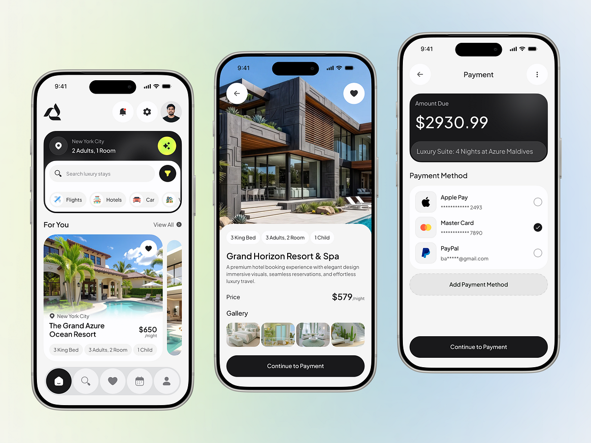 Travel & Hotel Booking Mobile App UI