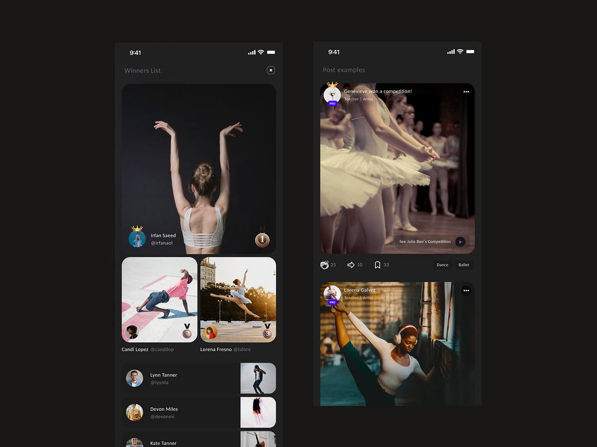 Winners list + Post examples