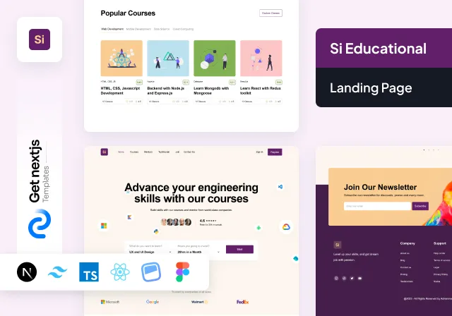 Si Educational NextJs Free Landing Page Template 
