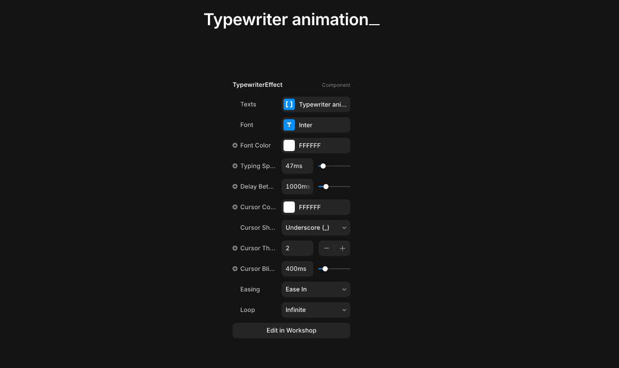 Typewriter animation / Component 