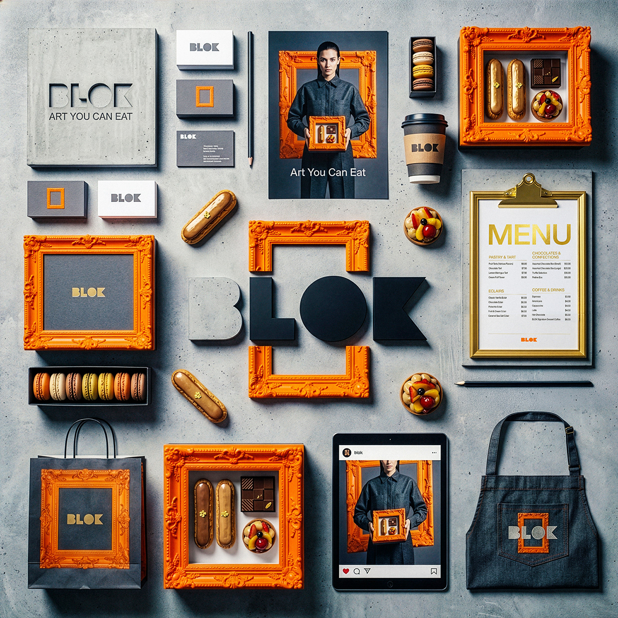 BLOK – Luxury Éclair Branding | Art Pastry Concept Image 67