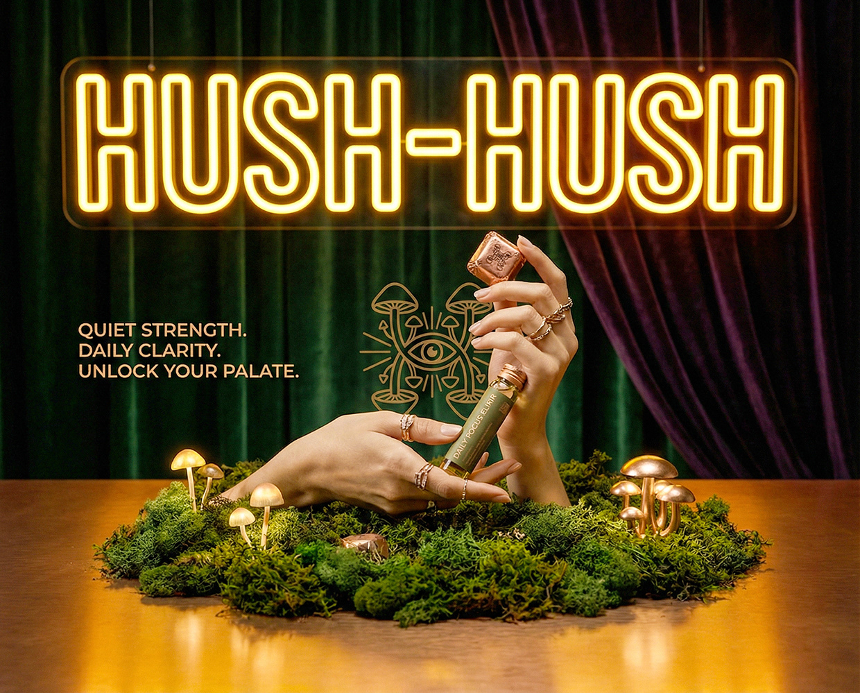 HUSH-HUSH - Functional Mushroom Chocolate Branding