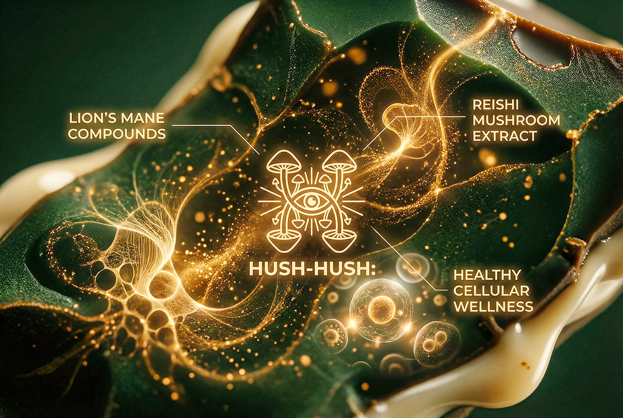 HUSH-HUSH - Functional Mushroom Chocolate Branding Image 2