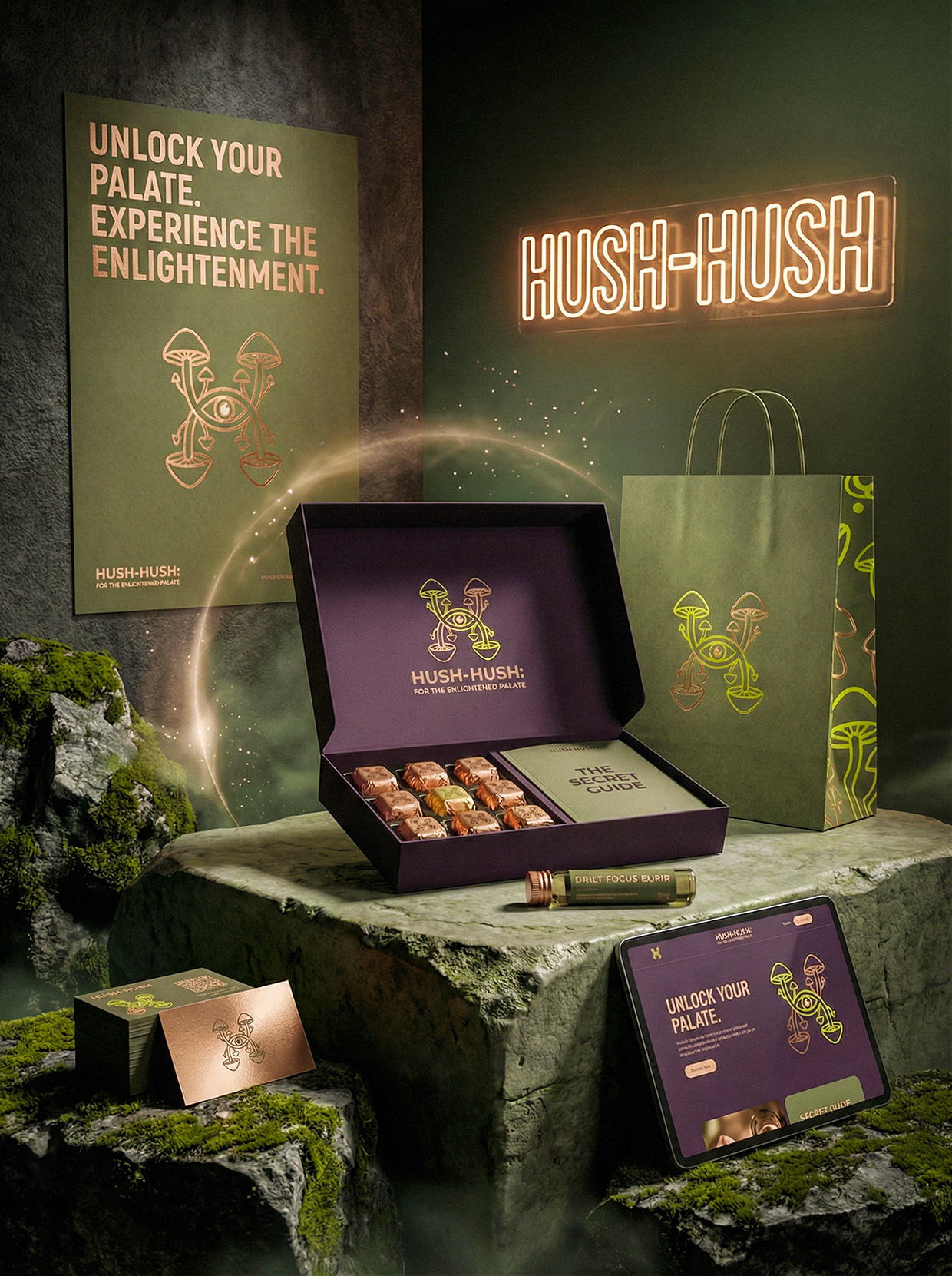 HUSH-HUSH - Functional Mushroom Chocolate Branding Image 4