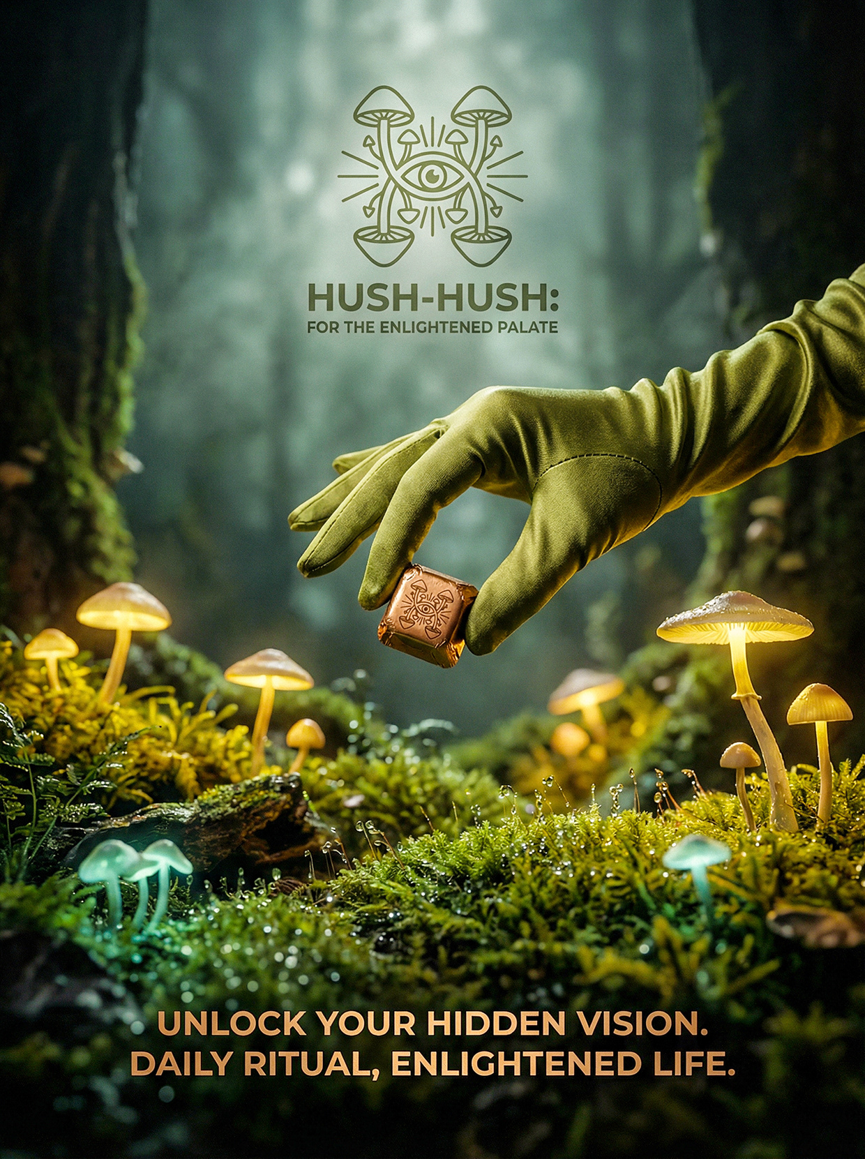 HUSH-HUSH - Functional Mushroom Chocolate Branding Image 5