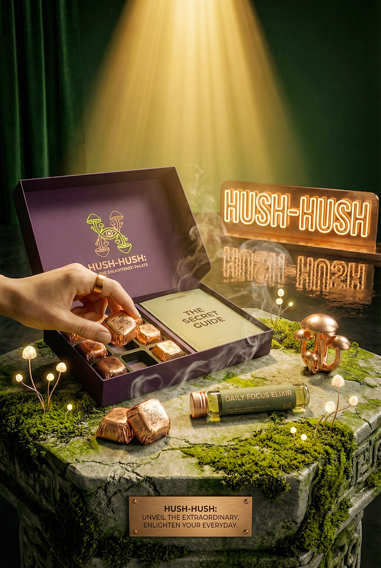 HUSH-HUSH - Functional Mushroom Chocolate Branding Image 6
