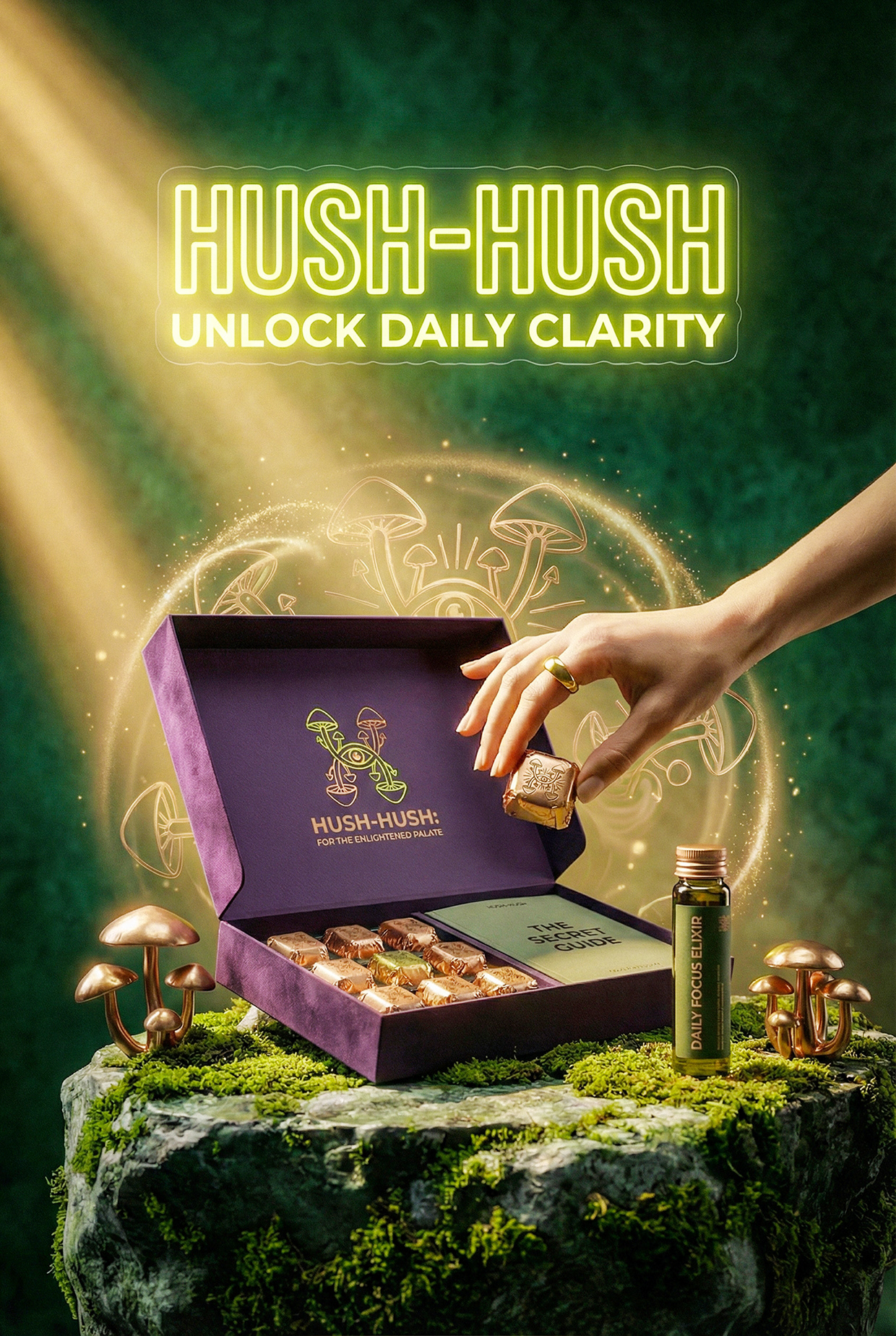HUSH-HUSH - Functional Mushroom Chocolate Branding Image 7