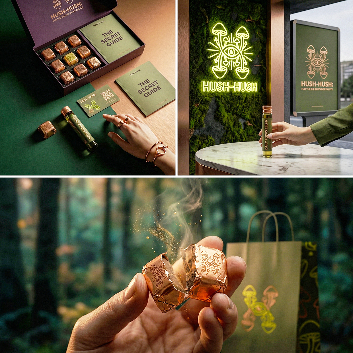 HUSH-HUSH - Functional Mushroom Chocolate Branding Image 8