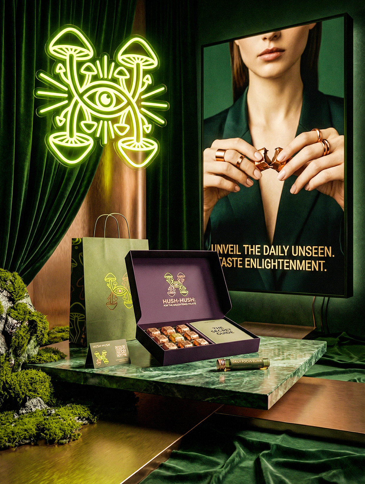 HUSH-HUSH - Functional Mushroom Chocolate Branding Image 9