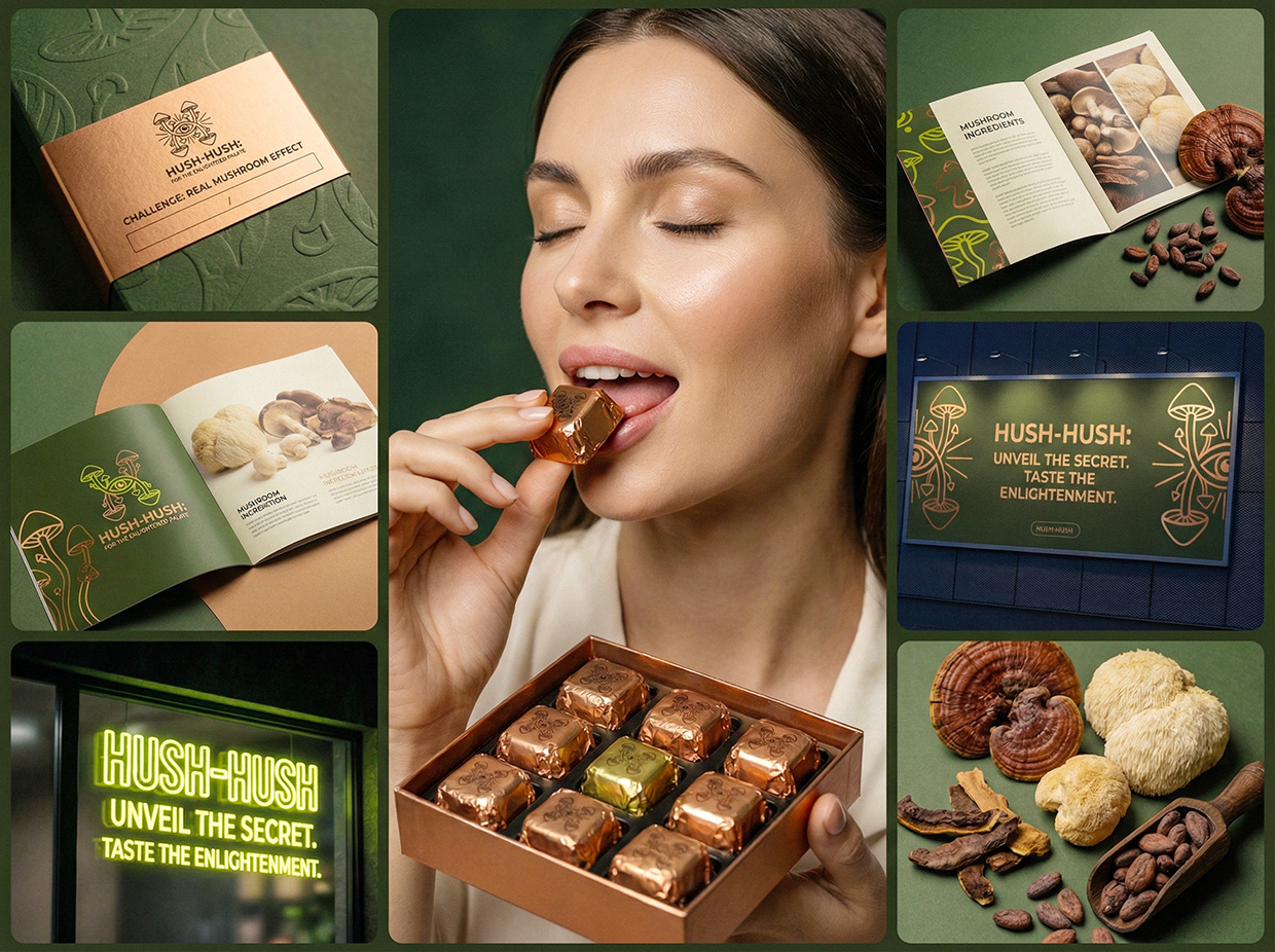 HUSH-HUSH - Functional Mushroom Chocolate Branding Image 12