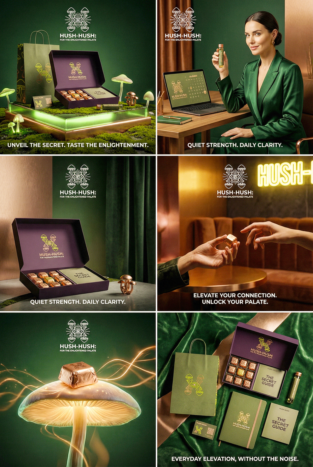 HUSH-HUSH - Functional Mushroom Chocolate Branding Image 13