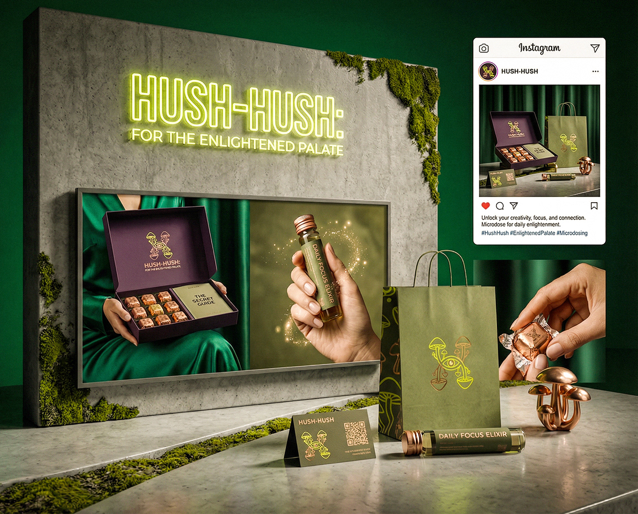HUSH-HUSH - Functional Mushroom Chocolate Branding Image 16