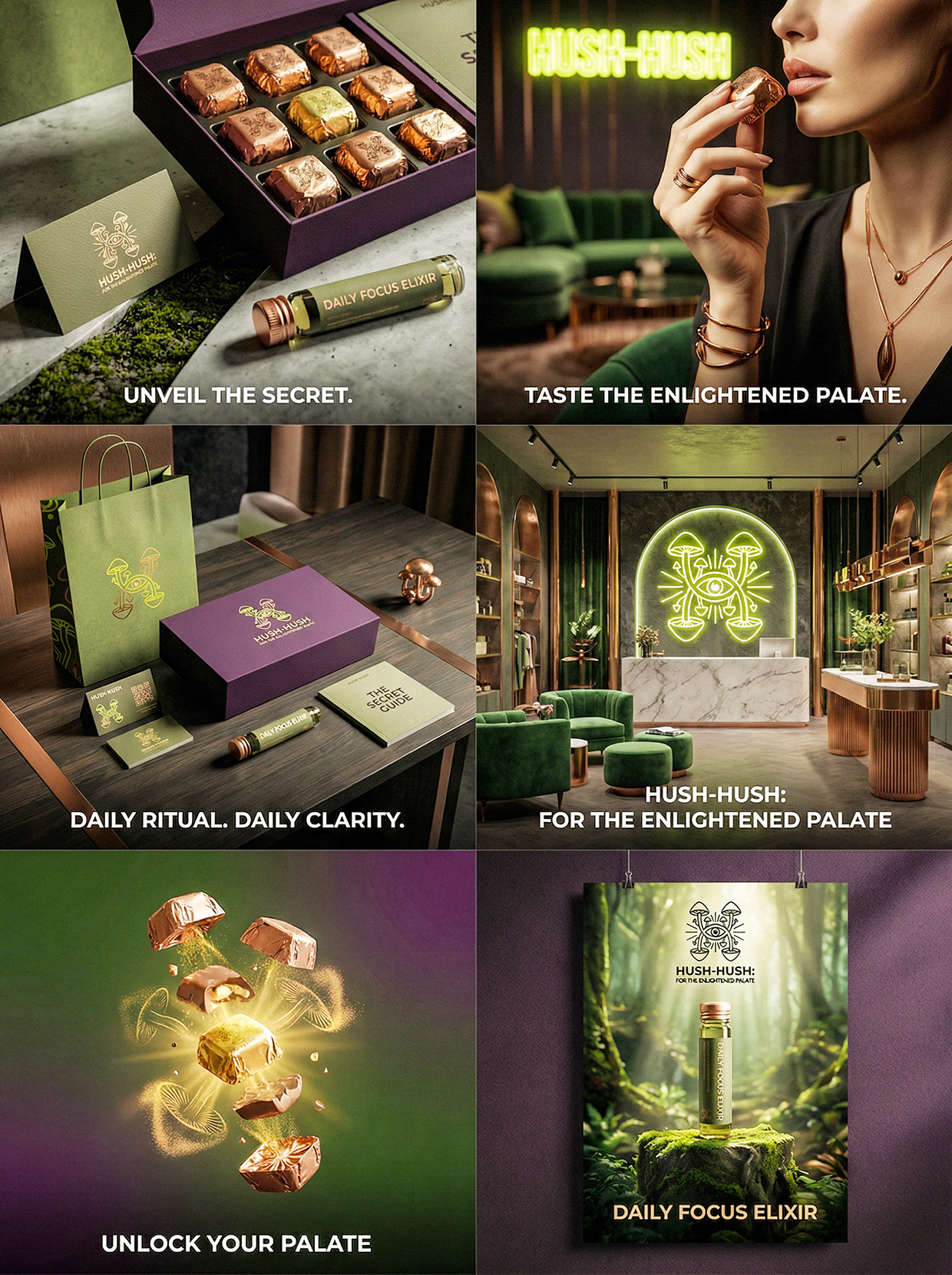 HUSH-HUSH - Functional Mushroom Chocolate Branding Image 17