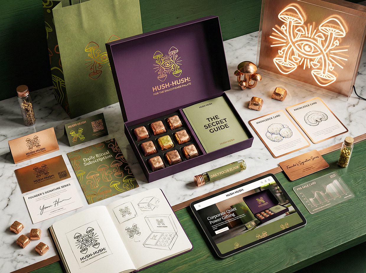 HUSH-HUSH - Functional Mushroom Chocolate Branding Image 19