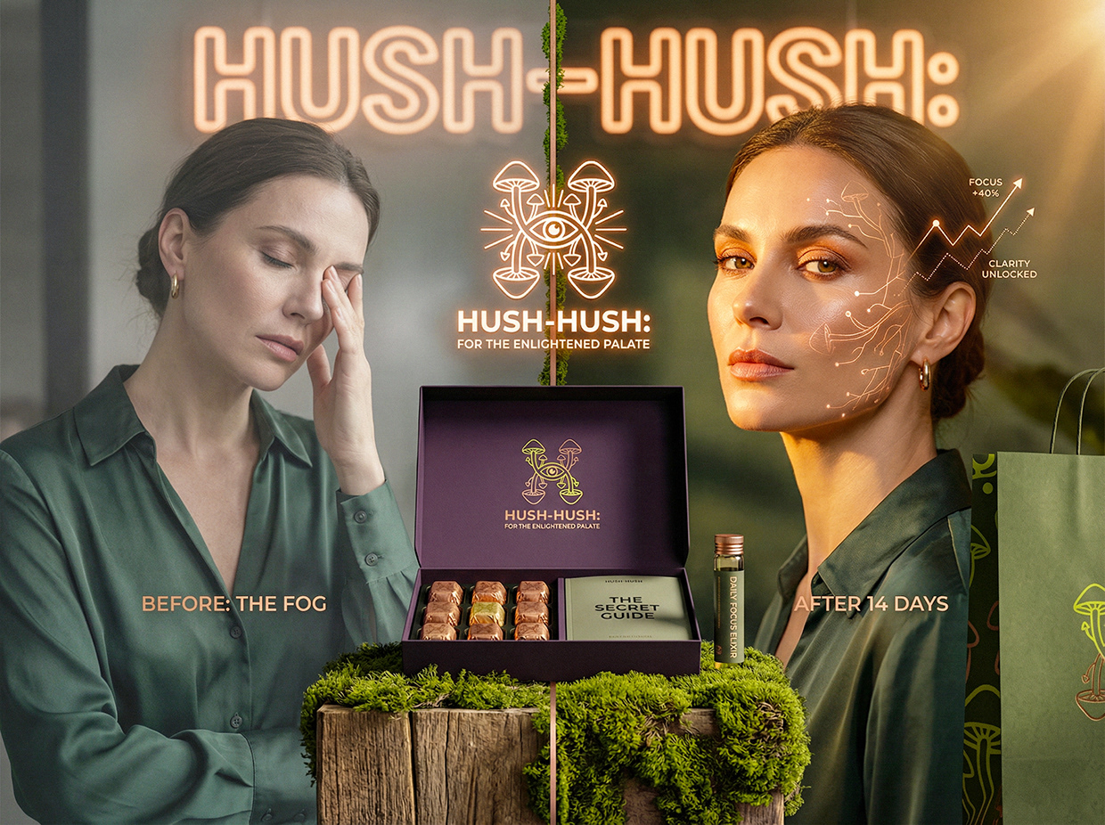 HUSH-HUSH - Functional Mushroom Chocolate Branding Image 35