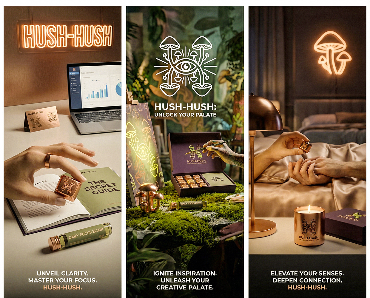 HUSH-HUSH - Functional Mushroom Chocolate Branding Image 37