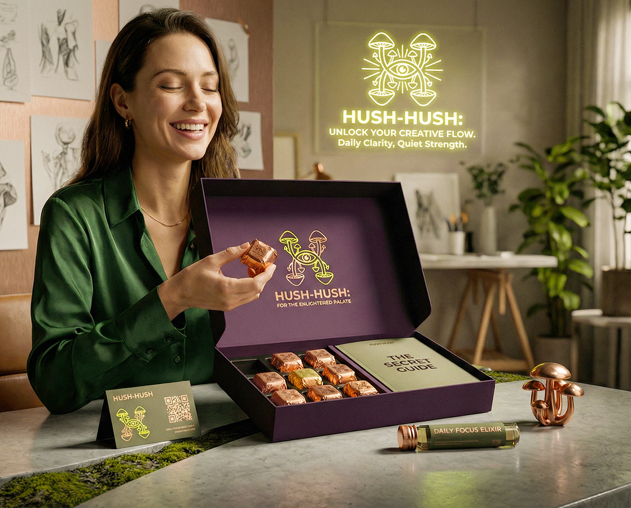 HUSH-HUSH - Functional Mushroom Chocolate Branding Image 39