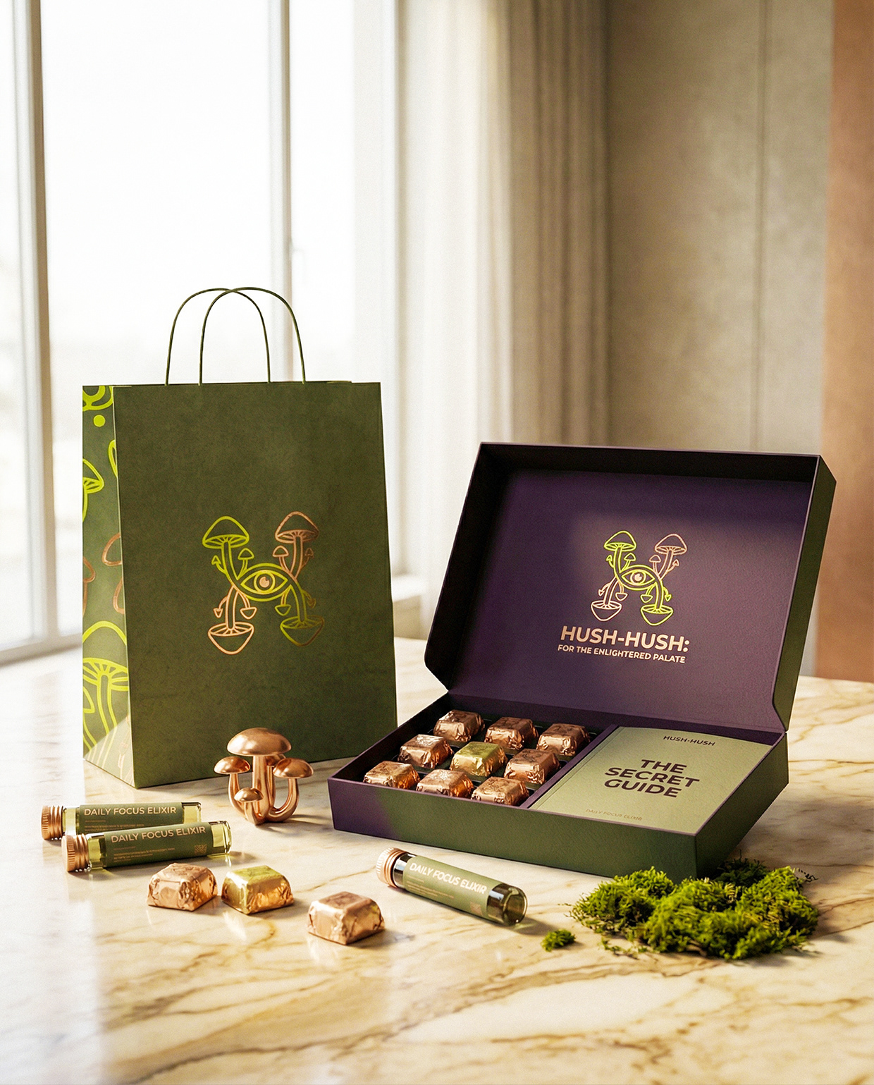 HUSH-HUSH - Functional Mushroom Chocolate Branding Image 43