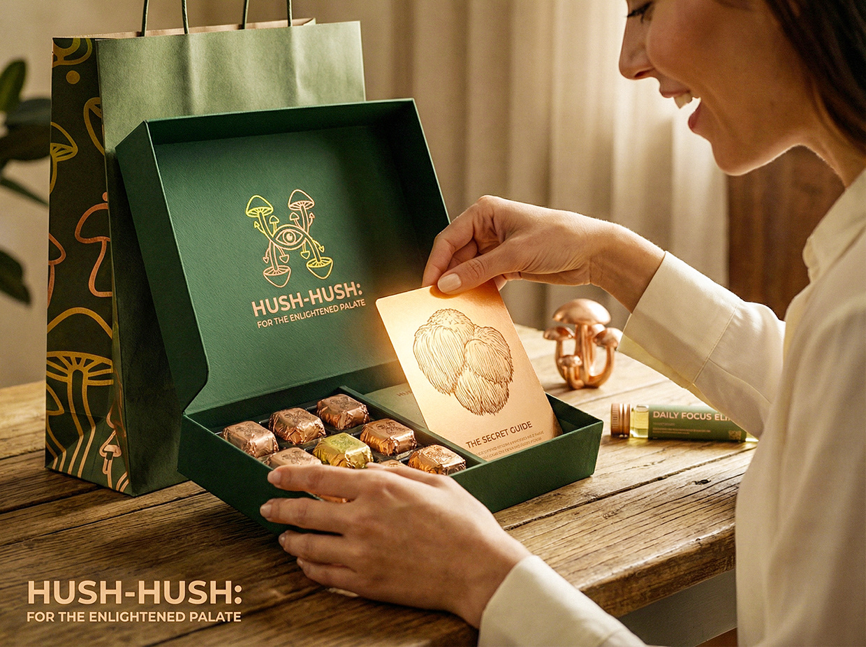 HUSH-HUSH - Functional Mushroom Chocolate Branding Image 52