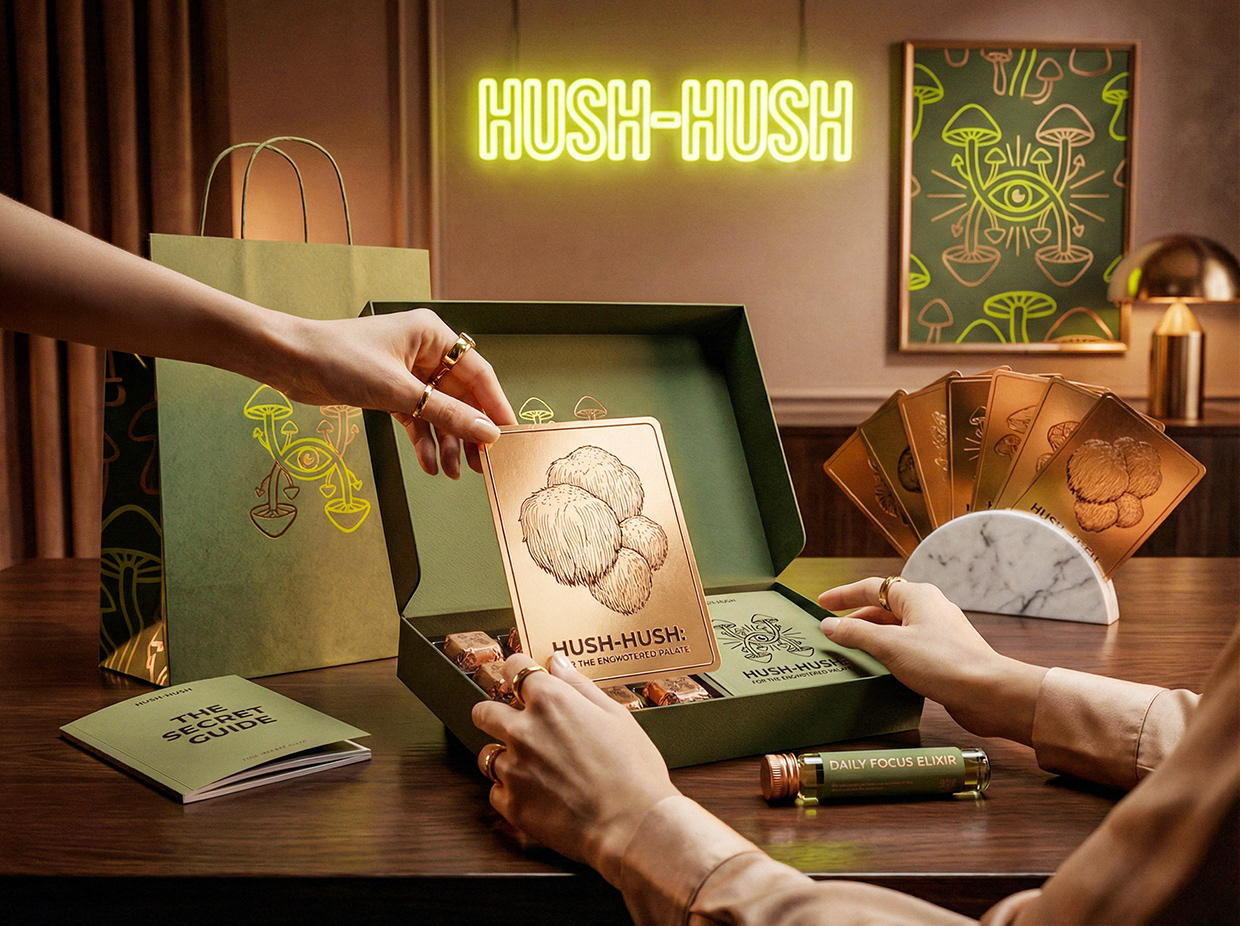 HUSH-HUSH - Functional Mushroom Chocolate Branding Image 53